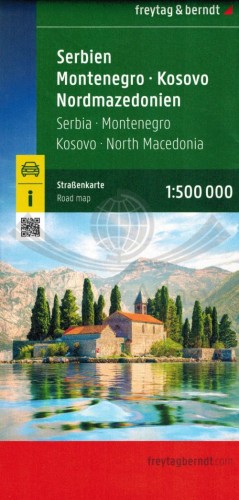 Serbia, Czarnogóra, Kosowo, Macedonia Północna. Mapa samochodowo-turystyczna. Freytag & Berndt. Okładka