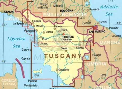 Toskania 1:200 000. Wodoodporna mapa samochodowo-turystyczna wydawnictwa Reise Know-How. Zasięg