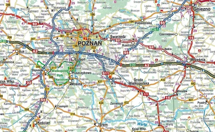 Polska 1:650 000. Mapa samochodowo-turystyczna wydawnictwa Compass. Fragment 1
