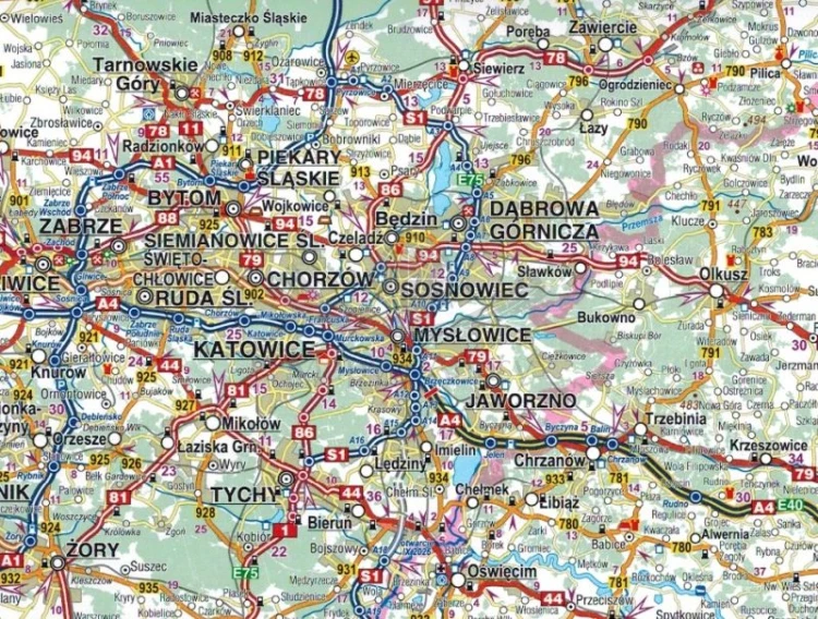 Polska 1:650 000. Mapa samochodowo-turystyczna wydawnictwa Compass. Fragment 2