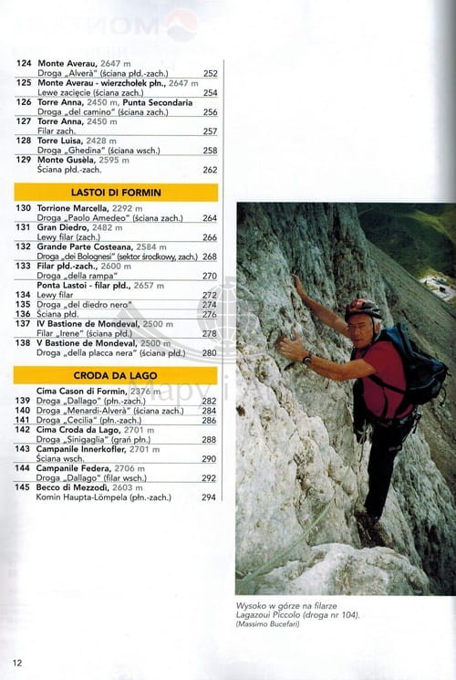 Dolomity. Cortina d'Ampezzo. Przewodnik wspinaczkowy. Spis dróg 3