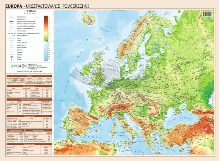 Europa. Mapa fizyczna i polityczna. Podkładka na biurko wydawnictwa ArtGlob. Okładka 2