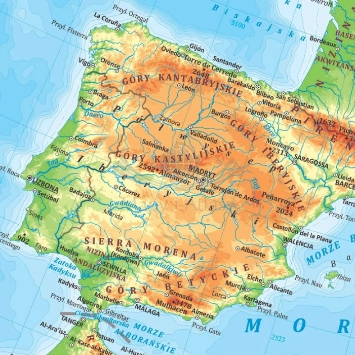 Europa. Mapa fizyczna i polityczna. Podkładka na biurko wydawnictwa ArtGlob. Fragment 1
