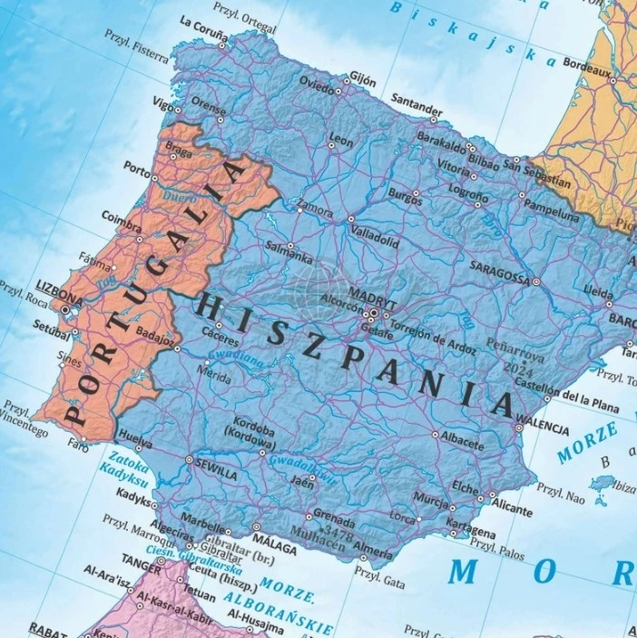 Europa. Mapa fizyczna i polityczna. Podkładka na biurko wydawnictwa ArtGlob. Fragment 2
