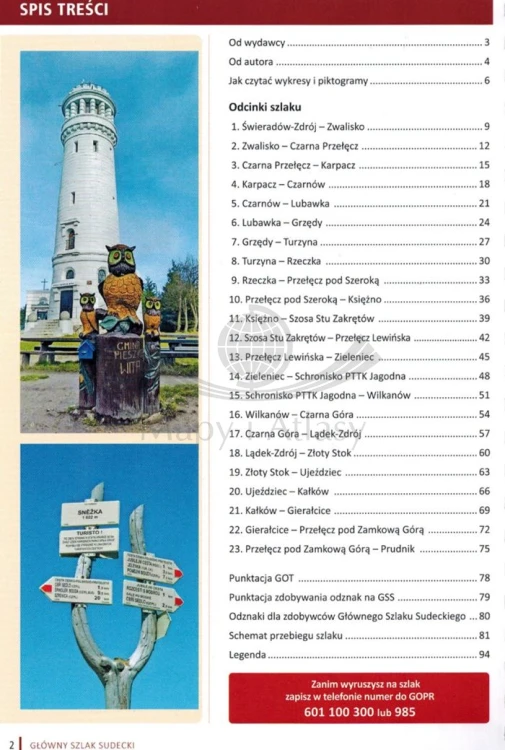 Główny Szlak Sudecki / Sudety. Przewodnik wydawnictwa Compass. Spis treści