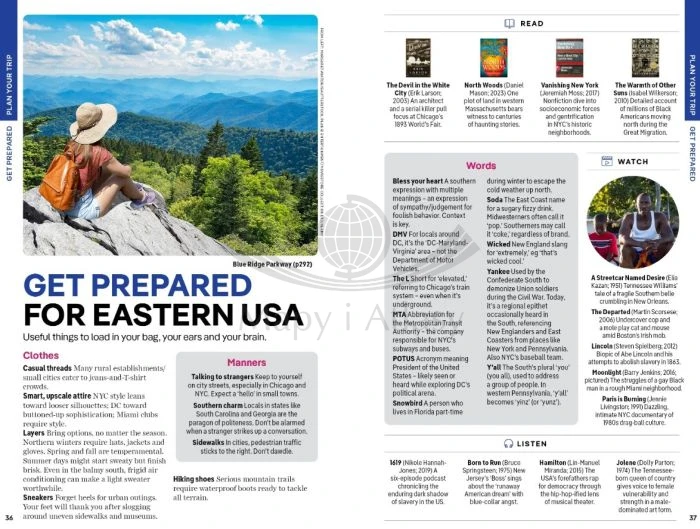 Stany Zjednoczone, część wschodnia / Eastern USA. Przewodnik wydawnictwa Lonely Planet. Przykładowe strony 4