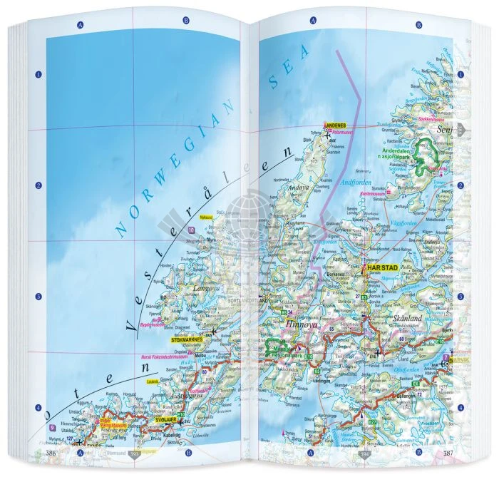 Norwegia 3 w 1. Przewodnik, atlas i laminowana mapa samochodowa wydawnictwa ExpressMap. Przykładowe strony 7