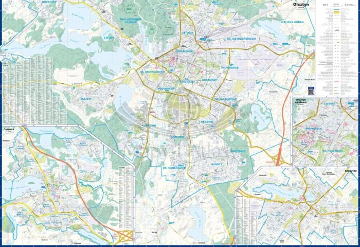 Olsztyn, Bartoszyce, Iława, Kętrzyn, Mrągowo, Ostróda, Szczytno. Mapa / Plan miasta wydawnictwa ExpressMap. Druga strona