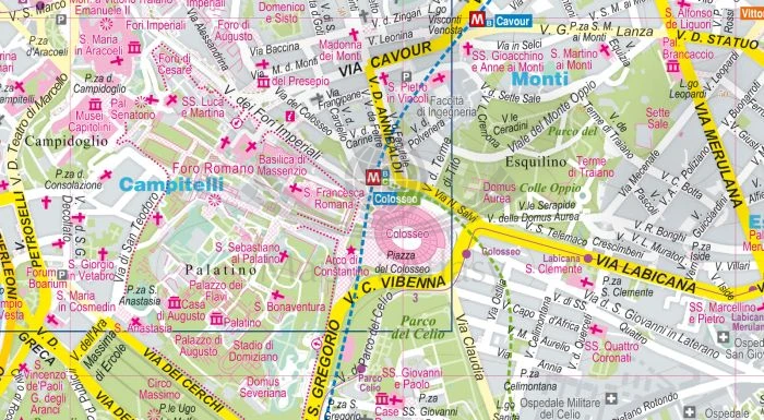 Rzym i Watykan 1:12 000. Mapa / Plan miasta wydawnictwa ExpressMap. Fragment 1