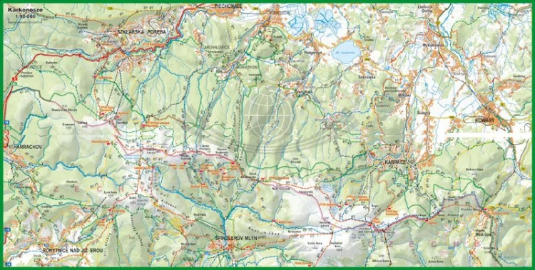 Karkonosze 1:90 000. Laminowana minimapa turystyczna wydawnictwa ExpressMap. Druga strona