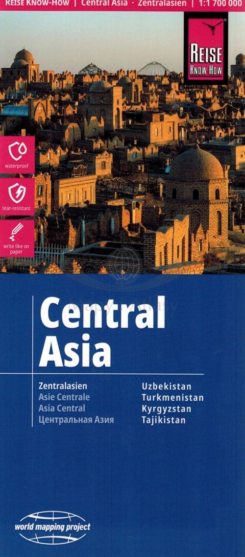 Azja Środkowa: Uzbekistan, Turkmenistan, Kirgistan, Tadżykistan 1:1 700 000. Wodoodporna mapa samochodowo-turystyczna. Wyd. 2026. Reise Know-How