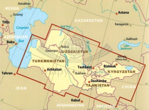 Azja Środkowa. Uzbekistan, Turkmenistan, Kirgistan, Tadżykistan 1:1 700 000. Wodoodporna mapa samochodowo-turystyczna wydawnictwa Reise Know-How. Zasięg