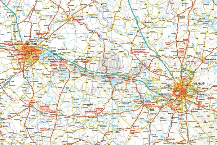 Litwa i Obwód Kaliningradzki 1:325 000. Wodoodporna mapa samochodowo-turystyczna wydawnictwa Reise Know-How. Fragment