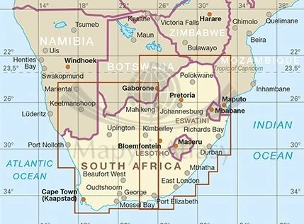Afryka południowa 1:1 400 000. Wodoodporna mapa samochodowa. Wydawnictwa  Reise Know - How. Zasięg