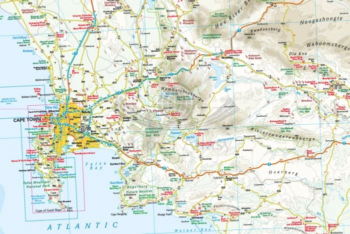 Południowa Afryka, Kapsztad 1:500 000. Wodoodporna mapa samochodowa wydawnictwa Reise Know - How. Fragment