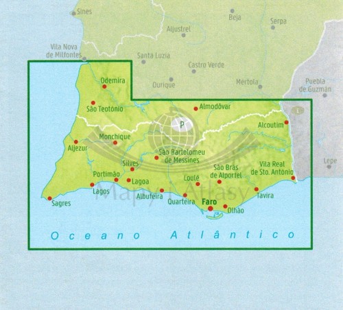 Algarve 1:150 000. Mapa samochodowo-turystyczna wydawnictwa Freytad Berndt. Zasięg