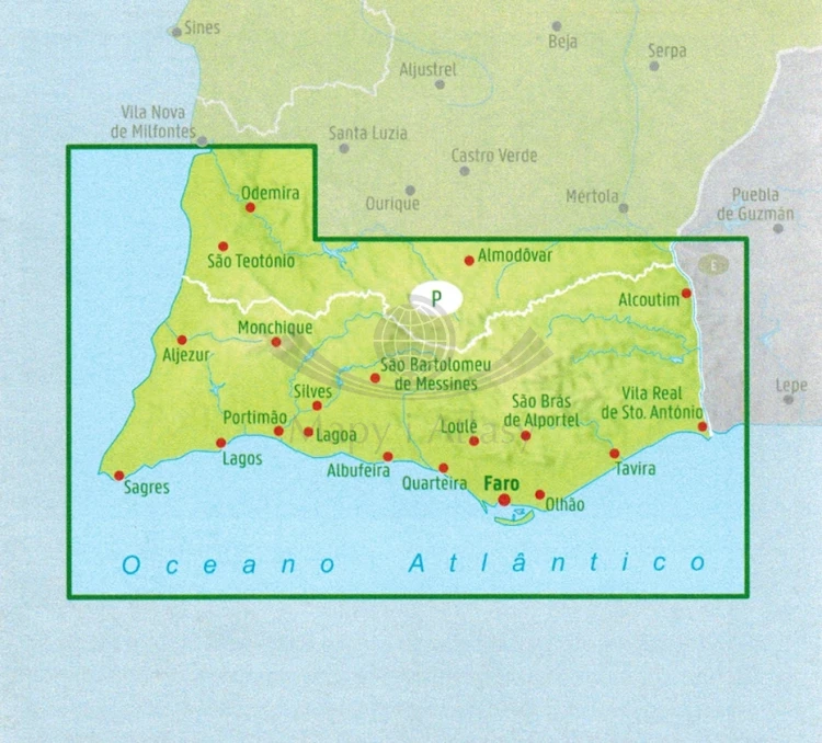 Algarve 1:150 000. Mapa samochodowo-turystyczna wydawnictwa Freytad Berndt. Zasięg