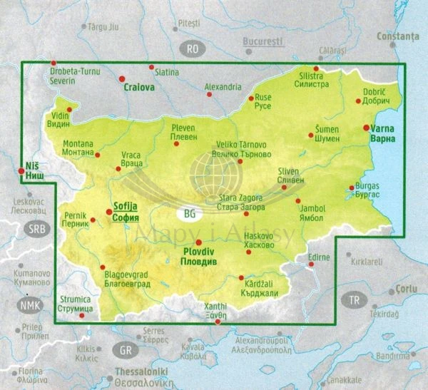 Bułgaria 1:400 000. Mapa samochodowo-turystyczna wydawnictwa Freytag &amp;amp; Berndt. Zasięg