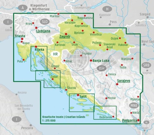 Chorwacja 1:500 000. Mapa samochodowa wydawnictwa Freytag Berndt. Zasięg