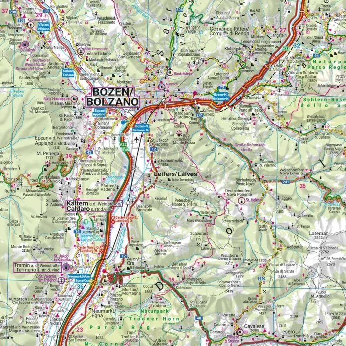 Tyrol południowy. Trydent, Jezioro Garda, Wenecja. Mapa samochodowo-turystyczna wydawnictwa Freytag Berndt. Fragment