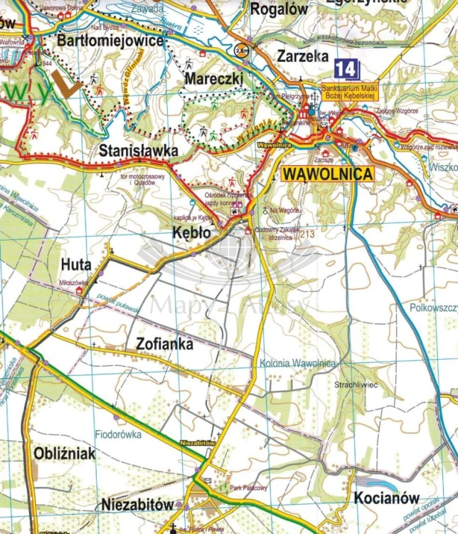 Kazimierz Dolny i okolice 1:40 000. Laminowana mapa rowerowa Velo wydawnictwa Galileos. Fragment 2