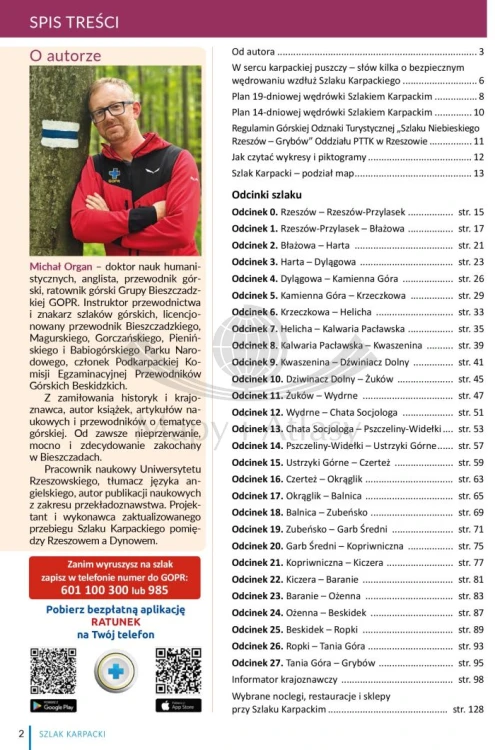 Szlak Karpacki. Rzeszów - Grybów. Przewodnik turystyczny wydawnictwa Compass. Spis treści