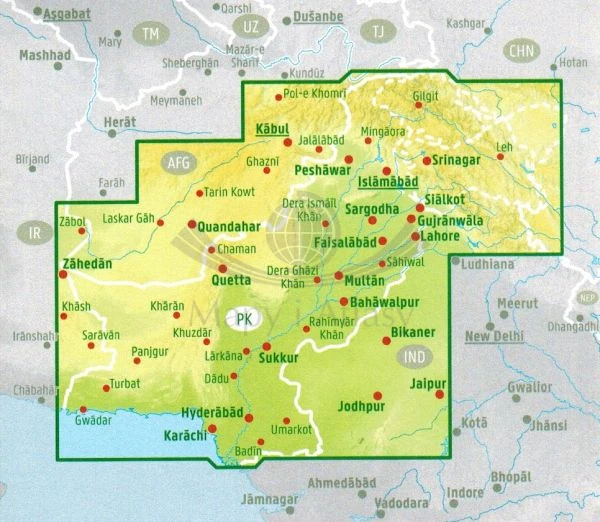 Pakistan 1:1 500 000. Mapa samochodowa wydawnictwa Freytag Berndt. Zasięg