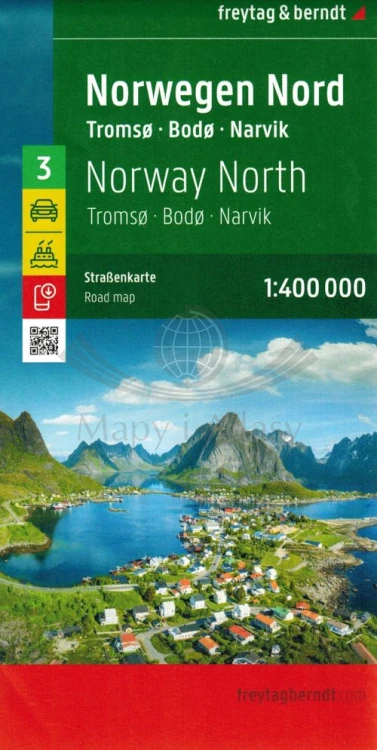Norwegia Północna. Narvik. Mapa samochodowo-turystyczna /3/ wydawnictwa Freytag Berndt. Okładka