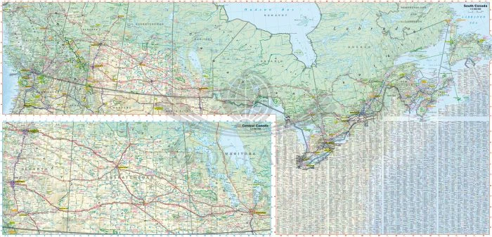 Kanada / Canada. Laminowana mapa samochodowo-turystyczna wydawnictwa ExpressMap. Druga strona
