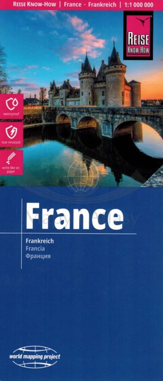 Francja 1:1 000 000. Wodoodporna mapa samochodowo-turystyczna wydawnictwa Reise Know-How. Okładka