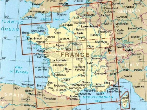 Francja 1:1 000 000. Wodoodporna mapa samochodowo-turystyczna wydawnictwa Reise Know-How. Zasięg