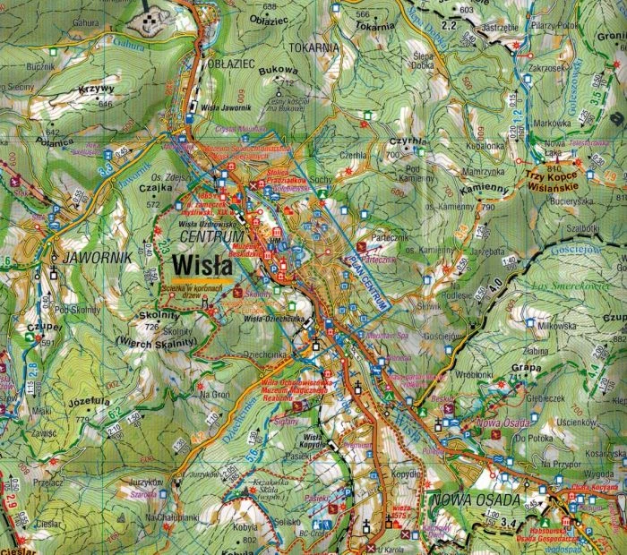Beskid Śląski i pasmo Wielkiej Raczy 1:50 000. Laminowana mapa turystyczna wydawnictwa Compass. Fragment 2