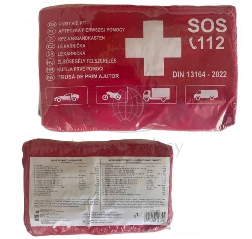 Apteczka samochodowa DIN 13164. Pierwsza pomoc. SENA