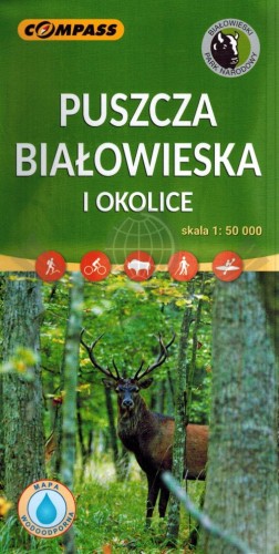 Puszcza Białowieska i okolice. Białowieża. Laminowana mapa turystyczna wydawnictwa Compass. Okładka