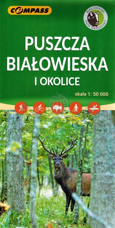 Puszcza Białowieska i okolice. Mapa turystyczna wydawnictwa Compass. Okładka