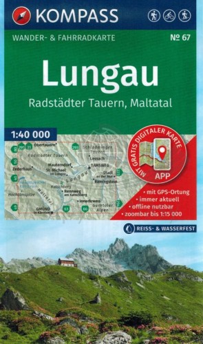 Lungau, Radstadter Tauern, Maltatal. Laminowana mapa turystyczna wydawnictwa Kompass. Okładka