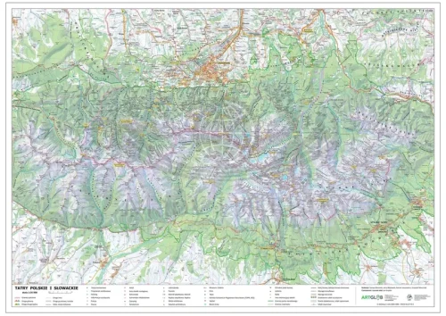 Tatry polskie i słowackie 1:35 000. Naklejka, mapa ścienna turystyczna