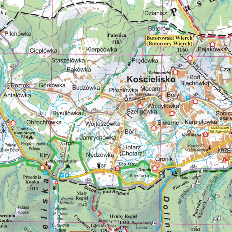 Tatry polskie i słowackie 1:35 000. Naklejka, mapa ścienna turystyczna. Fragment 2