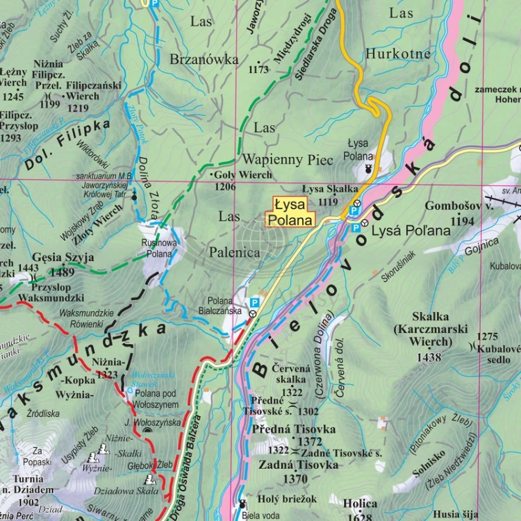 Tatry Polskie i Słowackie 1:35 000. Arkusz, mapa ścienna turystyczna. Fragment 3