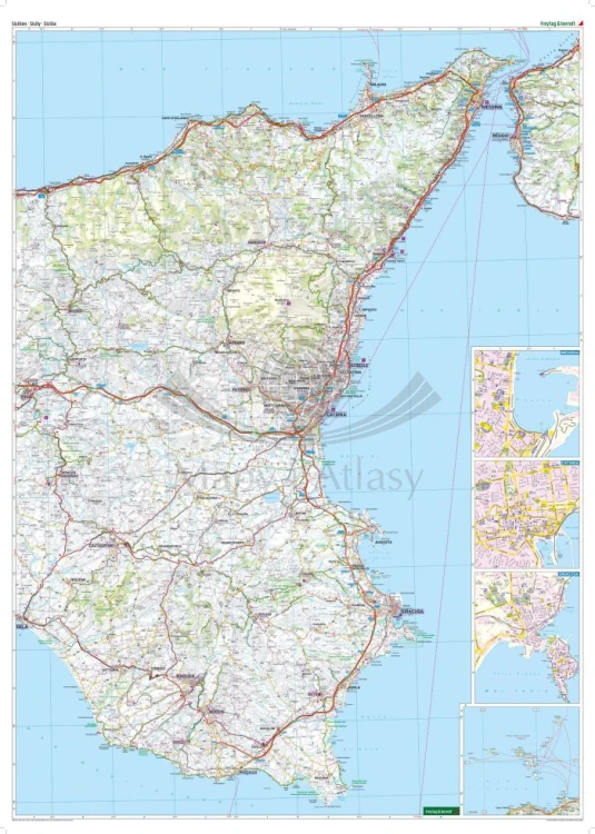 Sycylia, Palermo, Catania, Messina. Mapa samochodowo-turystyczna wydawnictwa Freytag Berndt. Druga strona