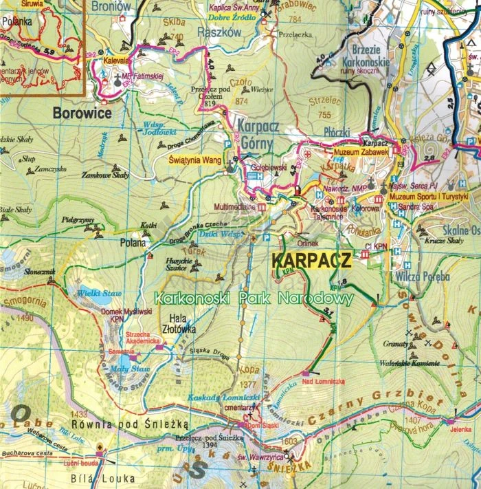 Karkonosze, Góry Izerskie, Kaczawskie, Rudawy Janowickie, Kotlina Jeleniogórska. Laminowana mapa rowerowa. Single Track wydawnictwa Galileos. Fragment 2