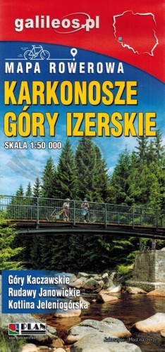 Karkonosze, Góry Izerskie, Kaczawskie, Rudawy Janowickie, Kotlina Jeleniogórska. Laminowana mapa rowerowa. Single Track wydawnictwa Galileos. Okładka
