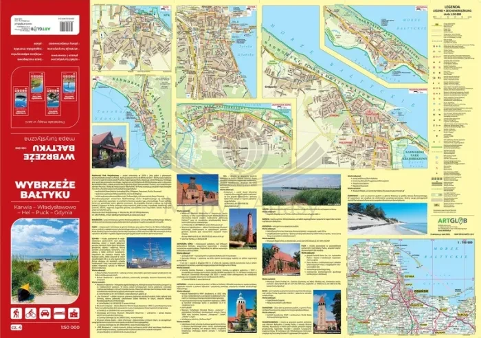 Wybrzeże Bałtyku. Karwia - Władysławowo - Hel - Puck -Gdynia. Mapa turystyczna wydawnictwa ArtGlob. Pierwsza strona