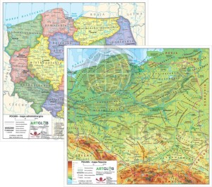 Polska. Dwustronna minimapa / podkładka pod mysz. Administracyjna i fizyczna