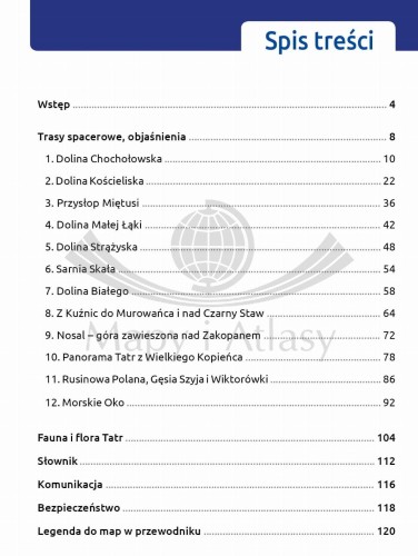 Tatry Polskie. Trasy spacerowe. Przewodnik wydawnictwa Compass. Spis treści