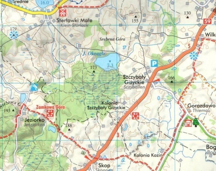 Mazury. Kraina Wielkich Jezior. Mapa turystyczna. Wyd. 2026. TopMapa. Przykładowa strona
