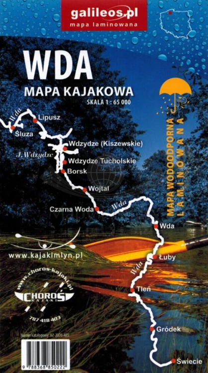 Wda. Laminowana mapa kajakowa 1:65 000. Wyd.2026. Galileos. Okładka tył