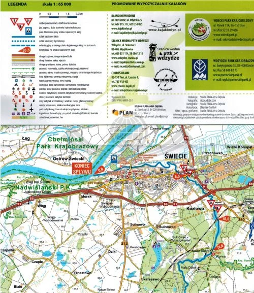Wda. Laminowana mapa kajakowa 1:65 000. Wyd.2026. Galileos. Legenda