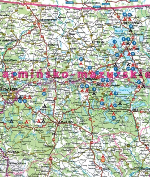 Polska 1:1 000 000. Mapa samochodowa campingów wydawnictwa Europilot. Fragment