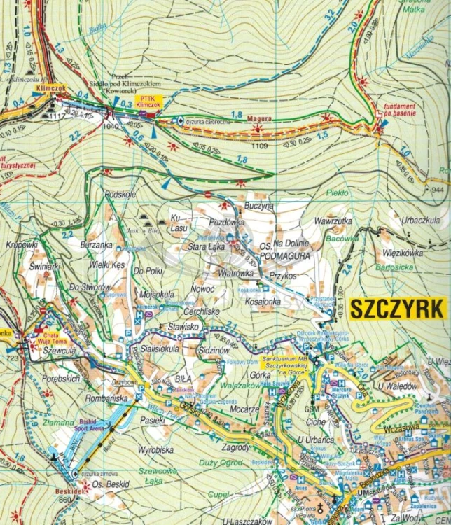 Beskid Śląski 1:25 000. Mapa turystyczna wydawnictwa Galileos. Fragment 2